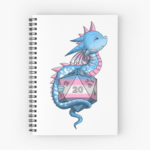 Item preview, Trans Pride Flag Dragon with D20 designed and sold by MickysArt.