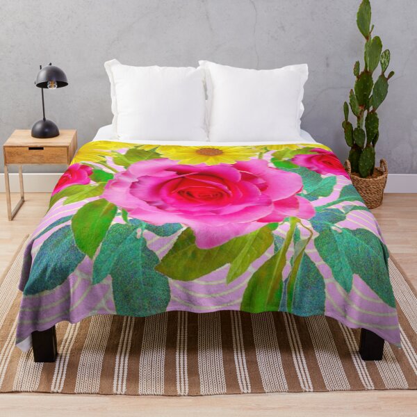 Item preview, YELLOW DAISIES PINK ROSES ABSTRACT PATTERNS ART designed and sold by sharlesart.