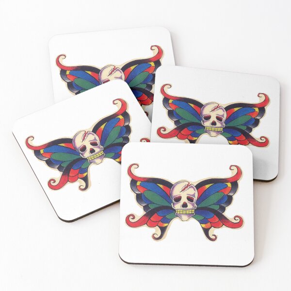 Item preview, SKULL BUTTERFLY original tattoo art flash design designed and sold by 999shirts.