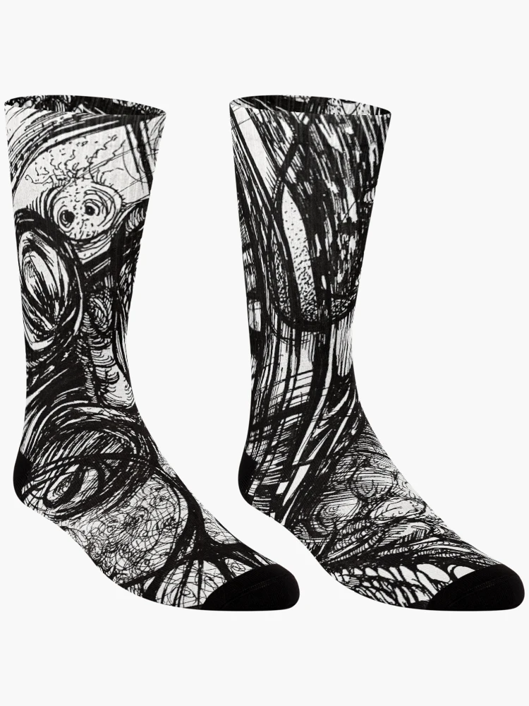 Thumbnail 3 of 5, Socks, Abstract Ink Design designed and sold by ExpressiveAura.