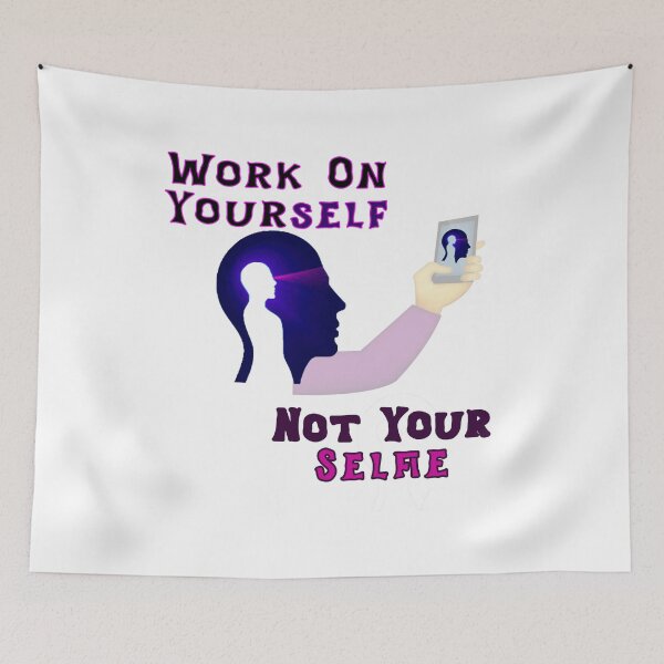 Item preview, funny yet inspiring quote: Work On yourself Not Your Selfie. Spreading Inspiration & motivation through Positive & Powerful Messages Designs designed and sold by Inspirationarea.