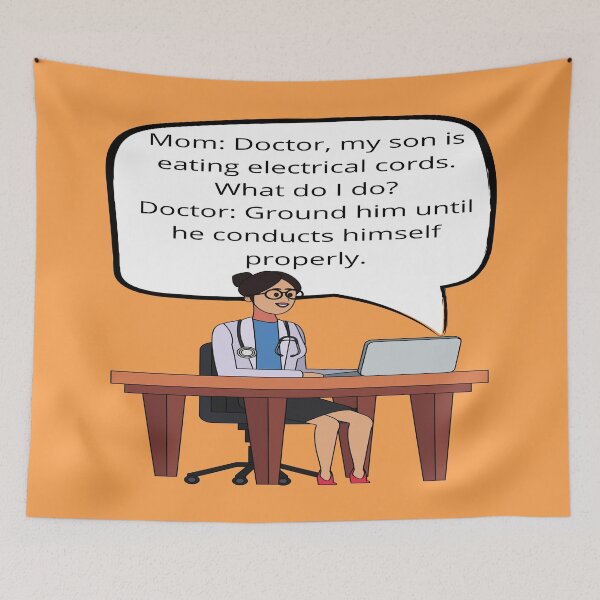 Item preview, Doctor, My Son Is Eating Electrical Cords-Electrician Pun Humor designed and sold by goodguy53.
