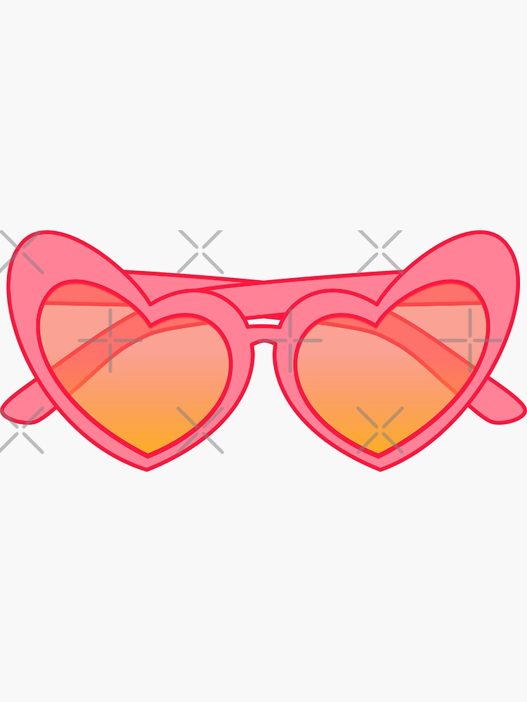 Pink Heart Sunglasses Aesthetic Sticker