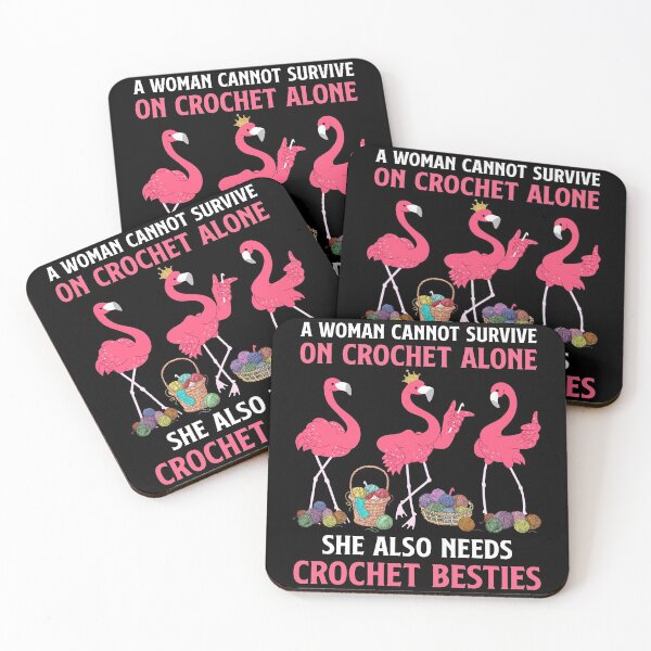 Item preview, Love Crochet and Crochet Besties Pink Flamingo  designed and sold by brandyzalesart.
