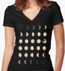 Moon Phases Women's Fitted V-Neck T-Shirt