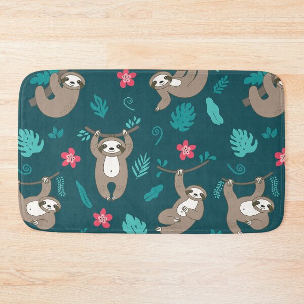 Item preview, Happy Sloth With Tropical Leaves Pattern designed and sold by KarolinaPaz.