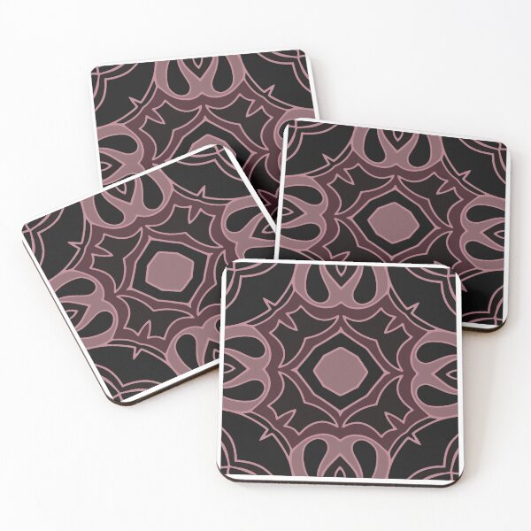 Item preview, Dark geometric pattern in old pink, burgundy and black designed and sold by Eejee-SK.