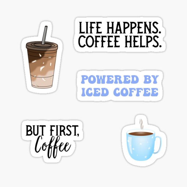 Cute Funny Coffee Gift Powered By Iced Coffee' Sticker