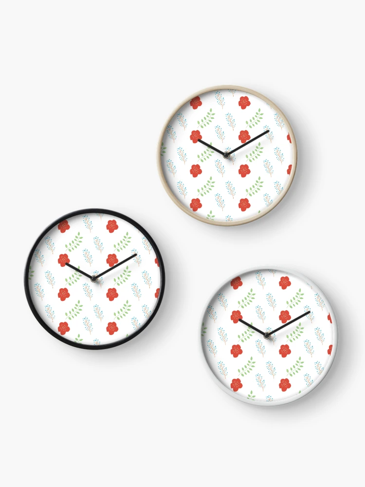 Thumbnail 3 of 4, Clock, Pretty Flowers designed and sold by Poetic Patterns Studio.