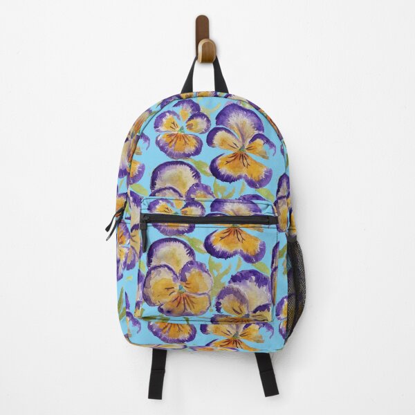 Item preview, Viola Watercolor Purple Floral Pattern on Baby Blue designed and sold by Sarah Rajkotwala.
