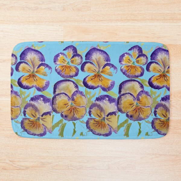 Item preview, Viola Watercolor Purple Floral Pattern on Baby Blue designed and sold by Sarah  Rajkotwala.