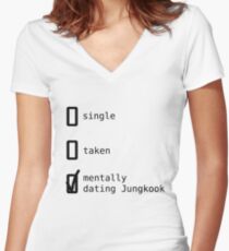BTS - Mentally Dating Jungkook Women's Fitted V-Neck T-Shirt