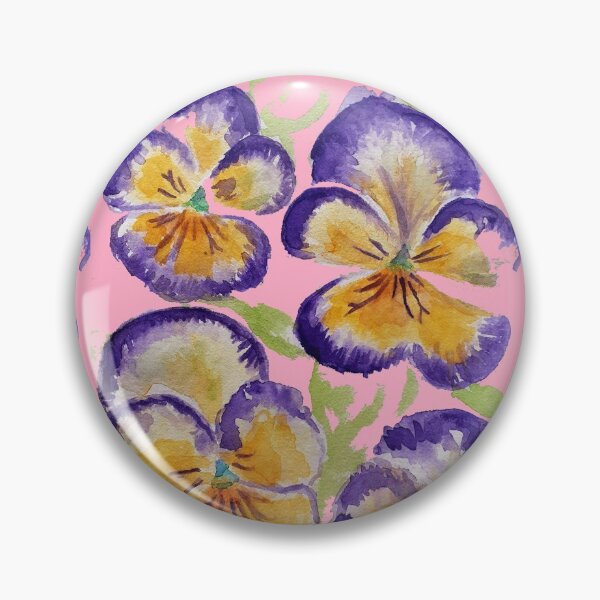 Item preview, Viola Watercolor Purple Floral Pattern on Pink Art designed and sold by Sarah  Rajkotwala.
