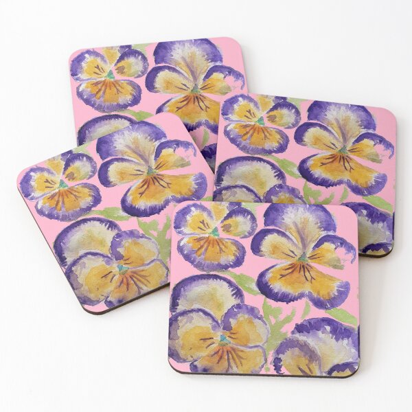 Item preview, Viola Watercolor Purple Floral Pattern on Pink Art designed and sold by Sarah  Rajkotwala.