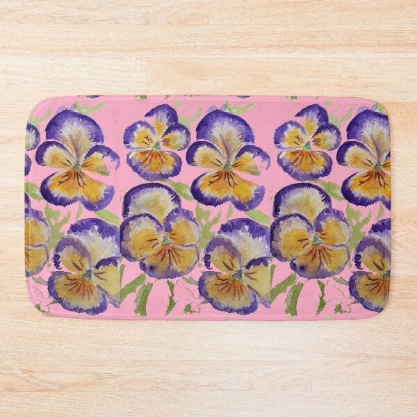 Item preview, Viola Watercolor Purple Floral Pattern on Pink Art designed and sold by Sarah  Rajkotwala.