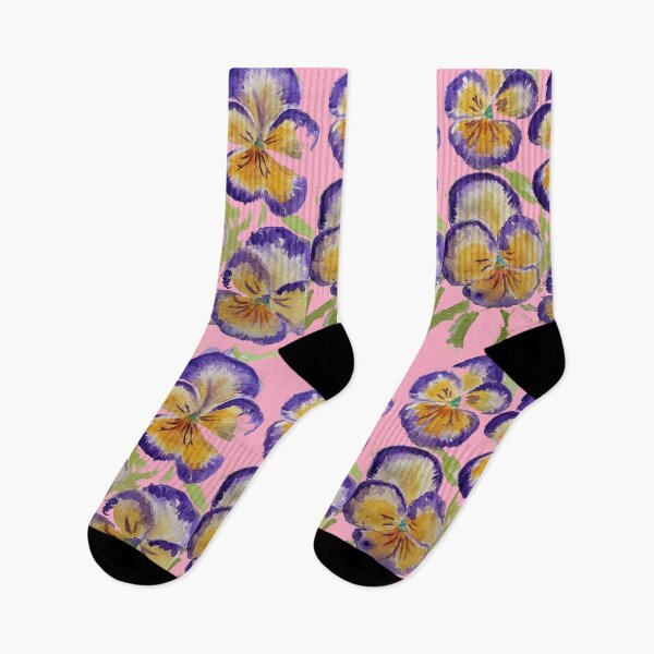 Item preview, Viola Watercolor Purple Floral Pattern on Pink Art designed and sold by Sarah  Rajkotwala.