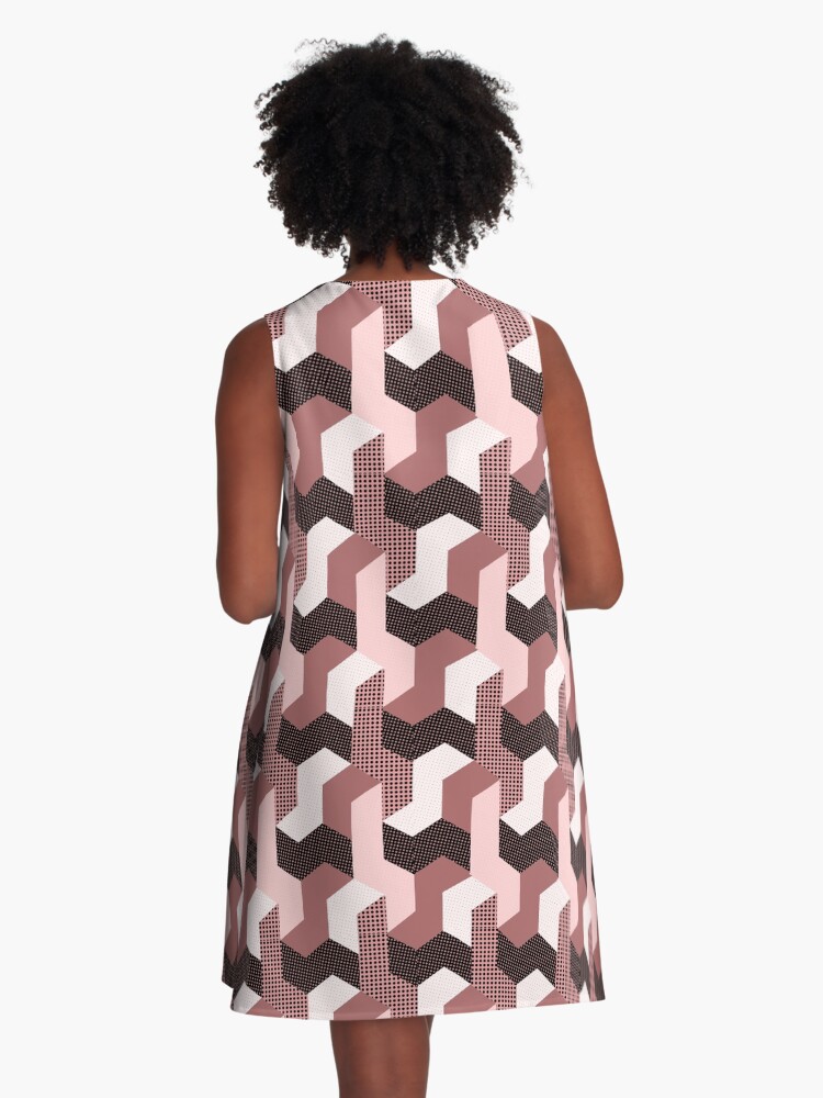 Smaller L shaped pattern in pink, red, white and black - Half-size