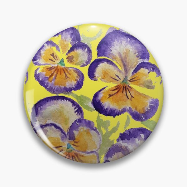 Item preview, Viola Watercolor Purple Floral Pattern on Yellow designed and sold by Sarah  Rajkotwala.