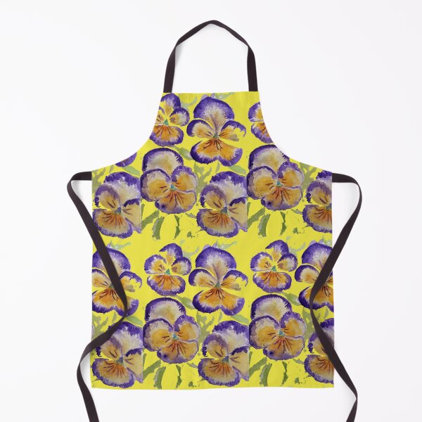 Item preview, Viola Watercolor Purple Floral Pattern on Yellow designed and sold by Sarah Rajkotwala.
