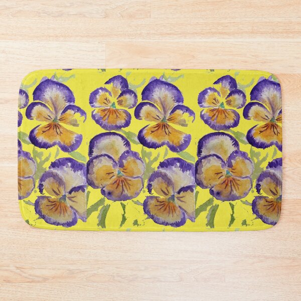 Item preview, Viola Watercolor Purple Floral Pattern on Yellow designed and sold by Sarah  Rajkotwala.