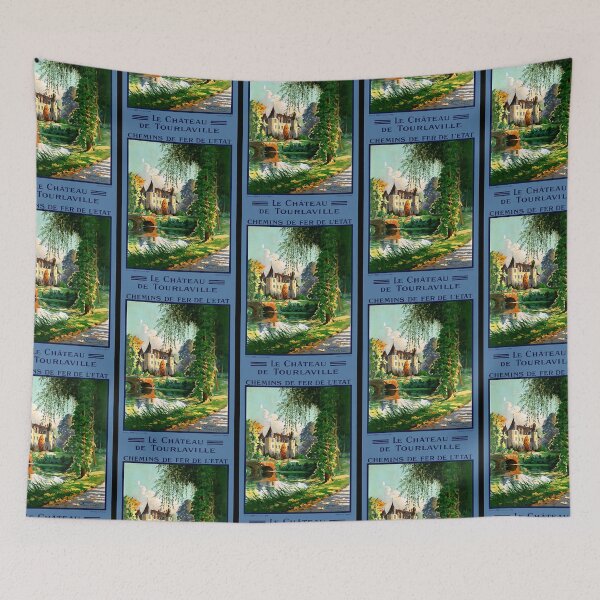 Item preview, Vintage Travel Poster France Le Chateau De Tourlaville  designed and sold by yahChiolam.