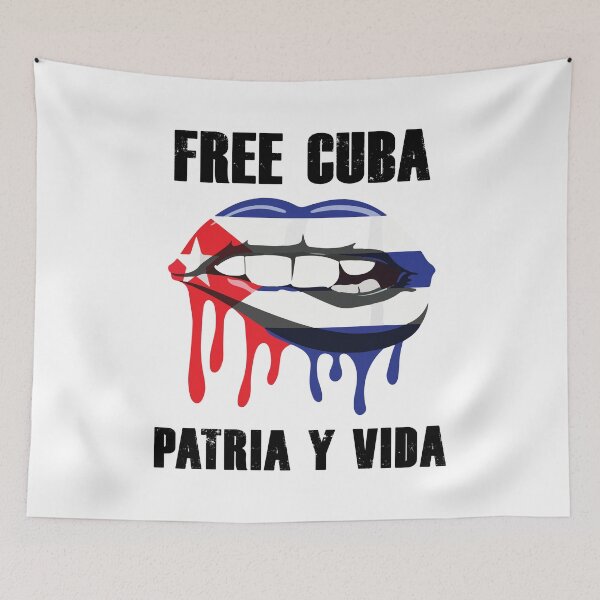 Item preview, Free Cuba Patria Y Vida SOS Cuba With Lips Cuban Flag designed and sold by designbychow.