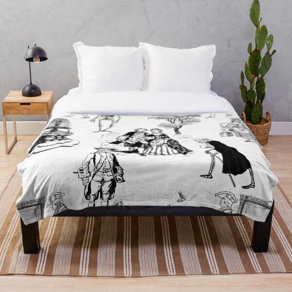 halloween rococo baroque skeleton toile skull Throw Blanket
