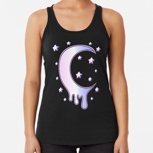 Pastel Goth Kawaii Crescent Moon Dripping and Stars Goth Aesthetic
