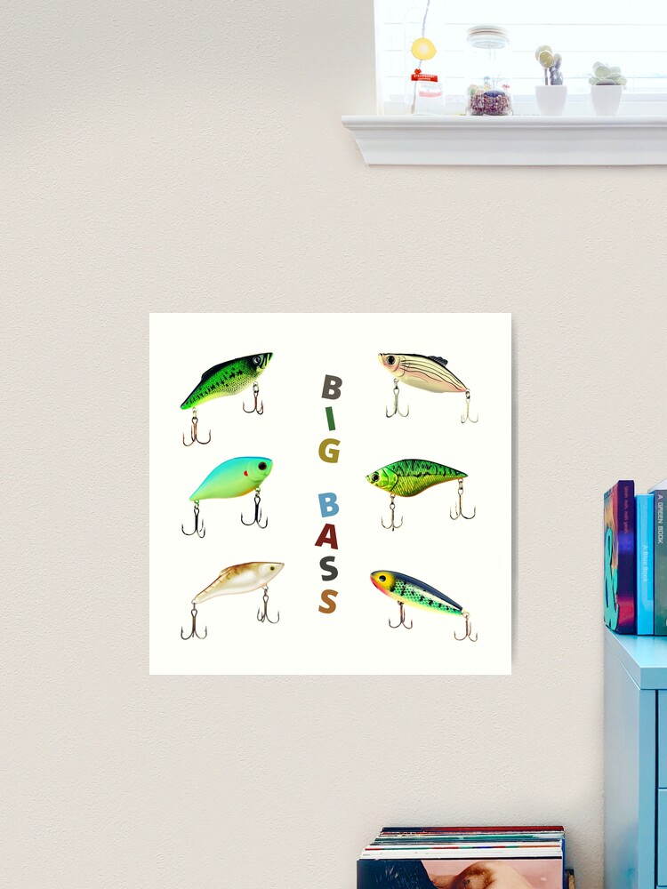 Bass Lures Sticker Pack Fishing Lake Pond Angler Treble Hooks | Art Print