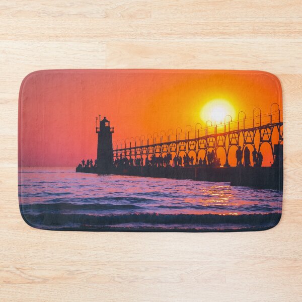 Item preview, Sun setting over the pier at the South Haven Lighthouse designed and sold by Michael Deemer.