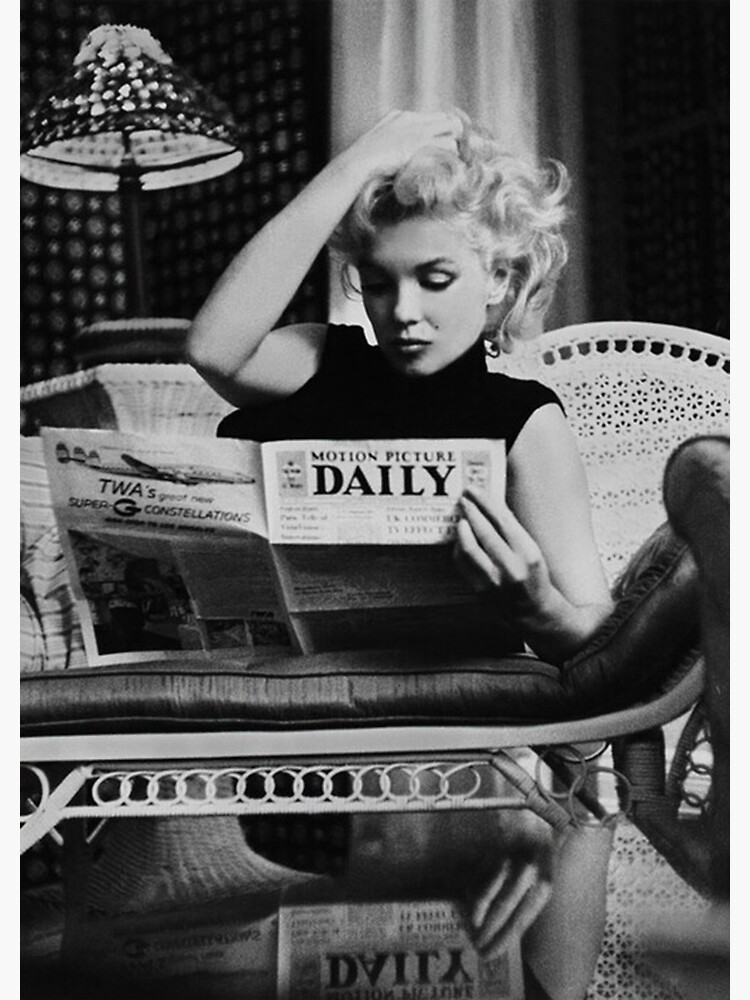 Disover Framed Marilyn Monroe Reading Newspaper Classic Semi-Glossy Paper Poster