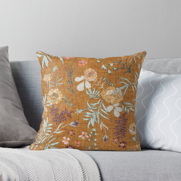 Marigold Love (mustard) Throw Pillow