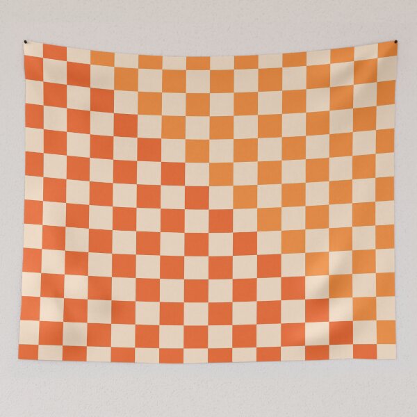 Item preview, Checkerboard Diagonal Check Pattern in Tangerine Orange Tones designed and sold by kierkegaard.