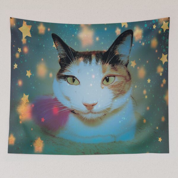 Item preview, cute star kitten with pink tassel designed and sold by vicovm3.