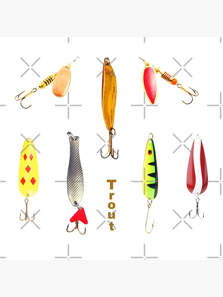 Trout Lures Sticker Pack Fishing Lake Stream Pond Angler Treble Hooks | Art  Board Print