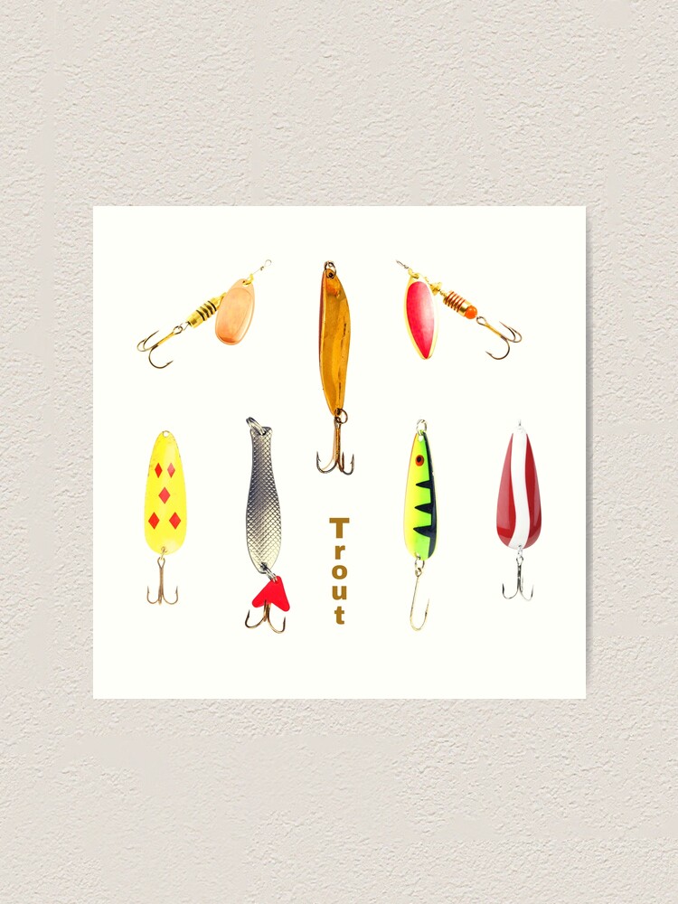 Trout Lures Sticker Pack Fishing Lake Stream Pond Angler Treble Hooks Art  Print for Sale by CBCreations73