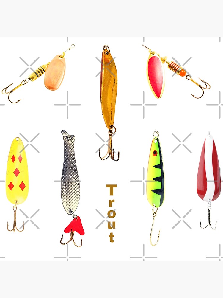Trout Lures Sticker Pack Fishing Lake Stream Pond Angler Treble Hooks |  Poster