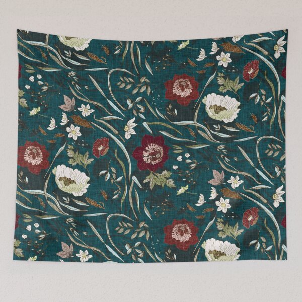 Item preview, Noir Floral (teal)  designed and sold by Esther  Fallon Lau.
