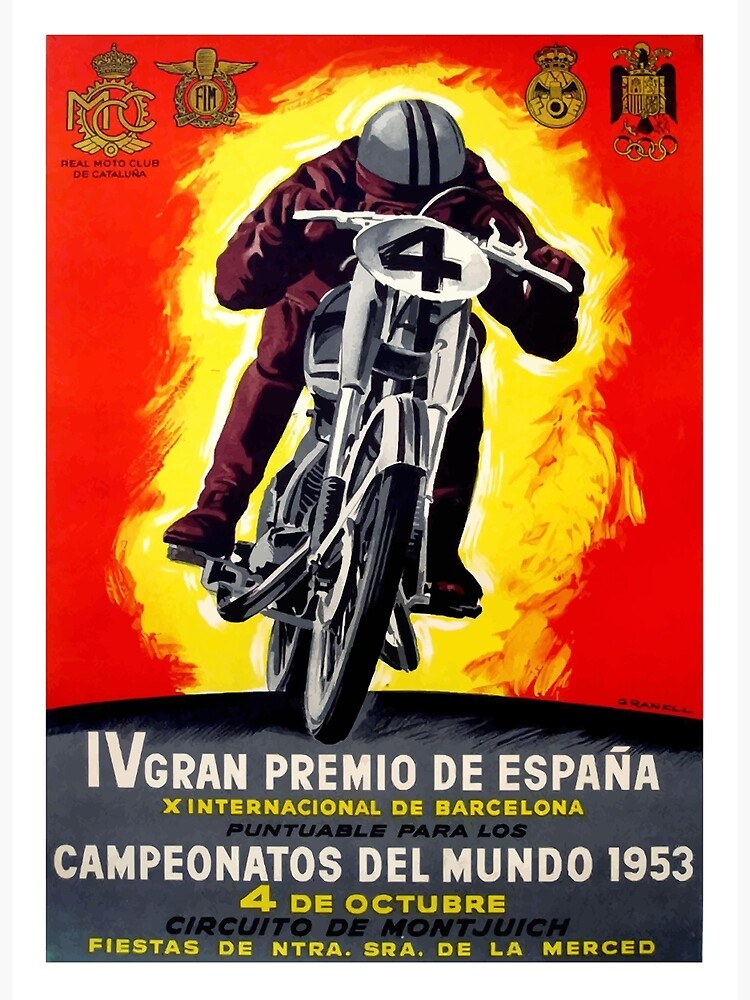 "1953 Spanish Grand Prix Motorcycle Race Poster" Art Print by