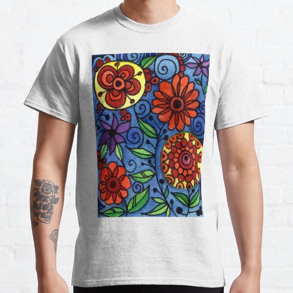 Abstract Colorful Flowers Classic T-Shirt