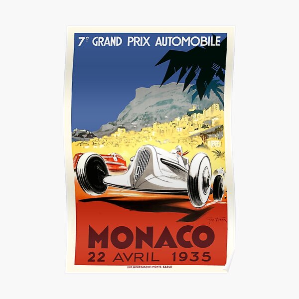 1935 Monaco Grand Prix Race Poster Poster
