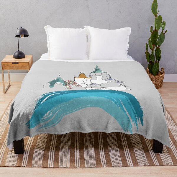 Item preview, line art, city over water, blue white gray, minimalism designed and sold by Maria Mihailova.