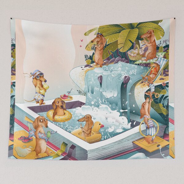 Item preview, Dachshunds & Waterfall designed and sold by Clitus.