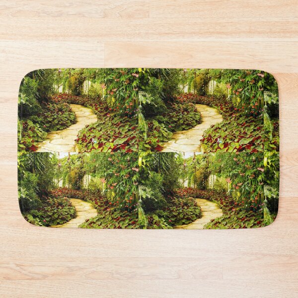 Item preview, Footpath Surrounded By Big Green Leaves, Tall Plants and Pink Flowers | Nature's Way designed and sold by cypher33.