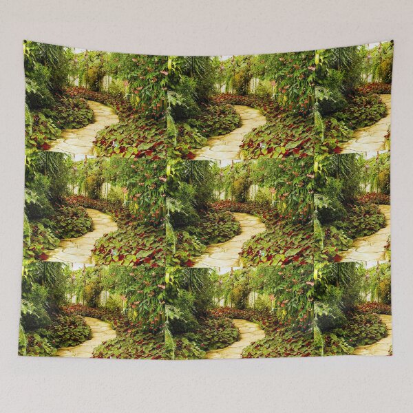 Item preview, Footpath Surrounded By Big Green Leaves, Tall Plants and Pink Flowers | Nature's Way designed and sold by cypher33.