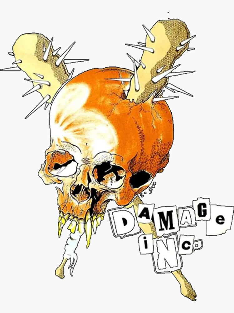 "Damage Inc. " Sticker for Sale by elmersignature Redbubble