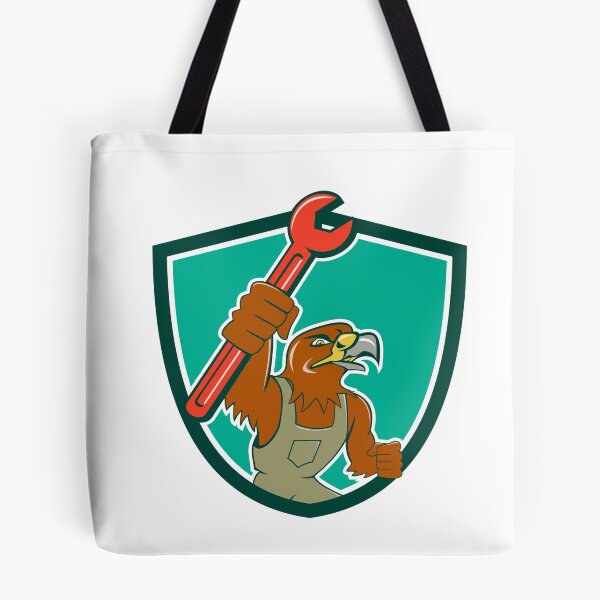 Item preview, Hawk Mechanic Pipe Spanner Crest Cartoon designed and sold by patrimonio.