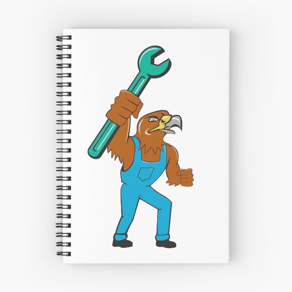 Item preview, Hawk Mechanic Standing Pipe Spanner Cartoon designed and sold by patrimonio.