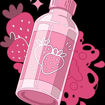 The cute pink strawberry milk bottle - Drink - Sticker