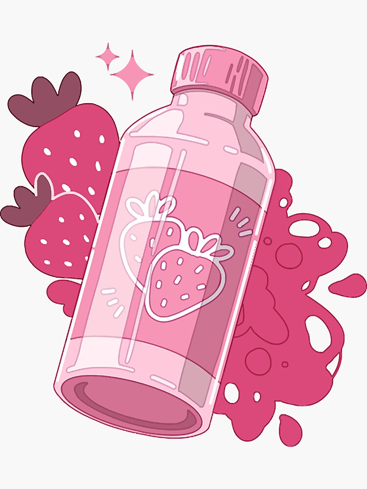 Strawberry Milk Allover Print Milk Carton Water Bottle